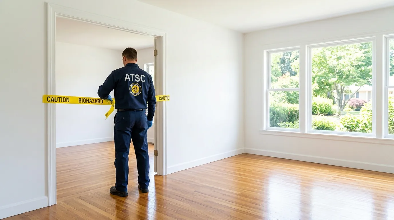 Certified biohazard cleanup crew performing Decomposition Cleanup in Westminster